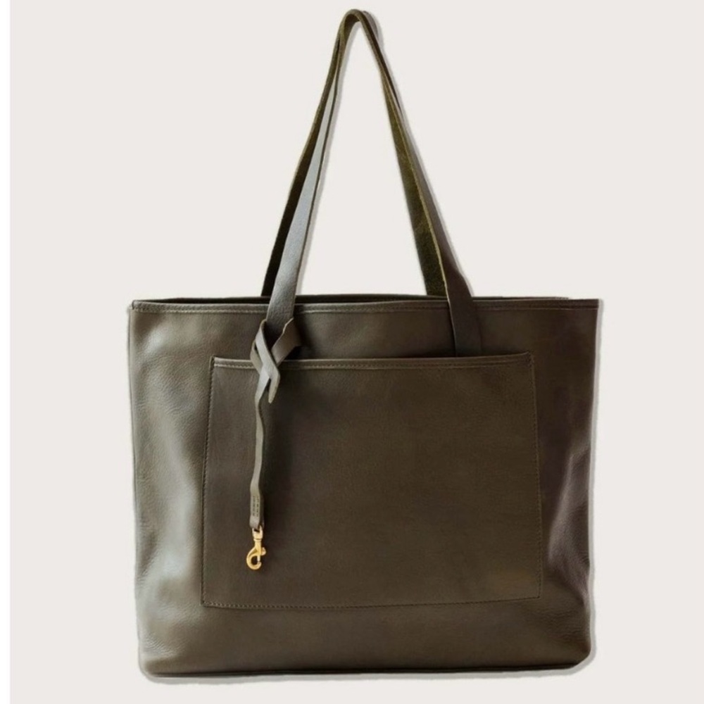 WP Standard DonLo Mercantile Olive Green Oversized Leather Utility Tote Bag